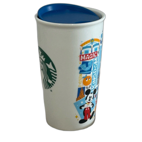 Disney Parks Magic Kingdom Starbucks 12oz. Ceramic Travel Mug / Tumbler with Lid - Picture 2 of 8